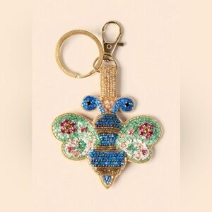 Powder•Blinged Bee Beaded Keyring Bag Accessory•NWT